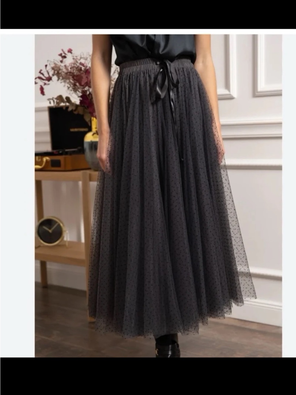 NWT CHOKLATE PARIS Aria skirt in dotted tulle in Black size Medium